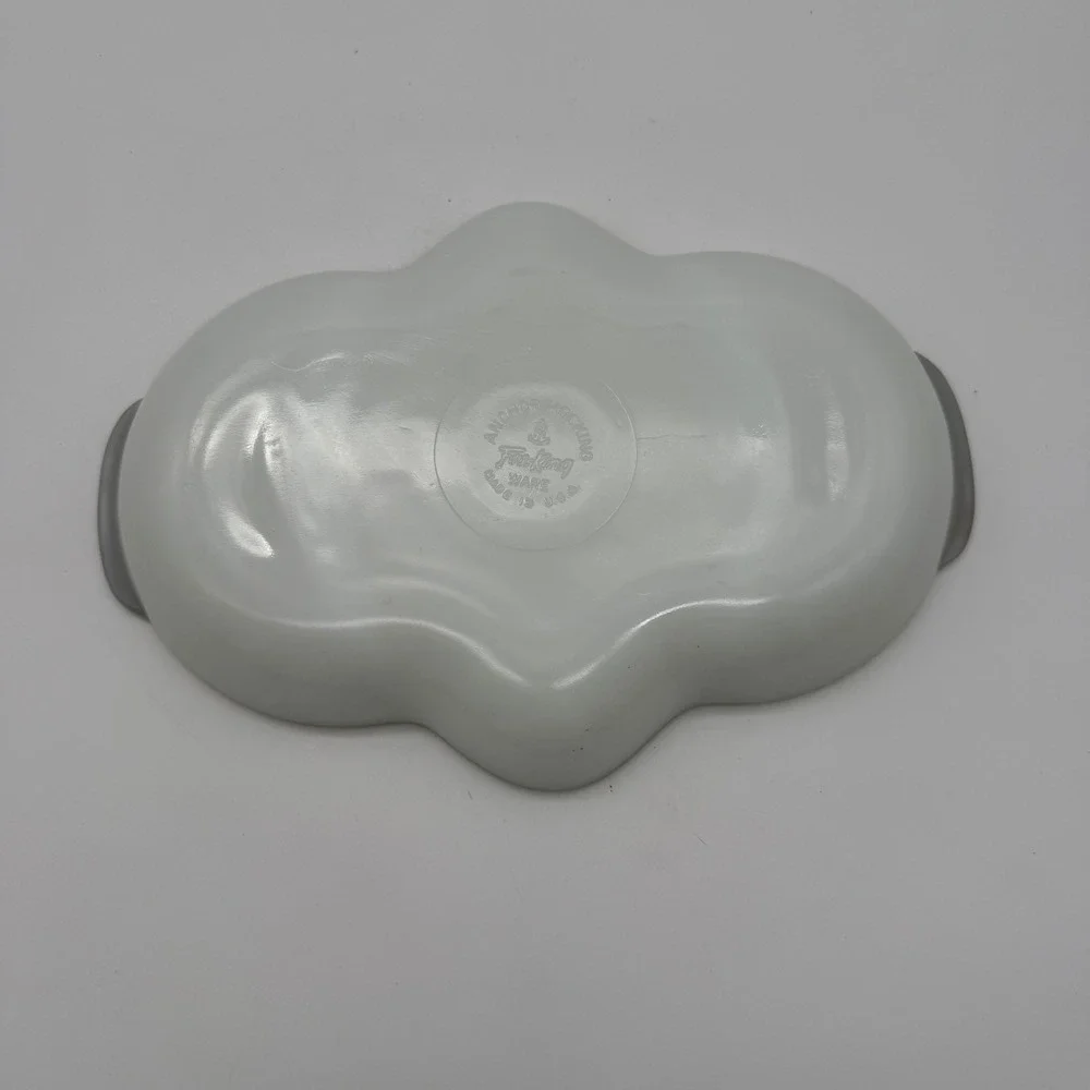 Anchor Hocking Fire King Relish Dish White Gold 22k Trim Milk Glass